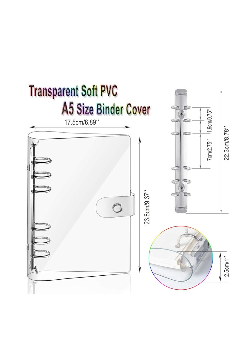 KASTWAVE - 2 PCS A5 Rainbow Soft PVC Notebook Binder, Refillable Paper PVC Binder, Loose Leaf Personal Planner Binder, Clear Soft PVC Notebook Cover - Image 1