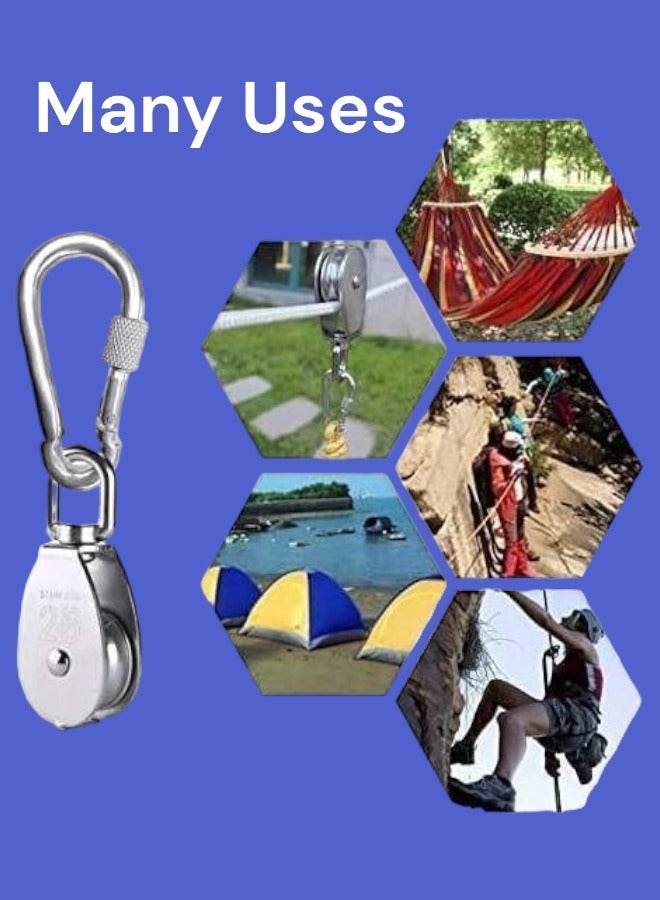 كانجرو مجموعة من 8 حلقات خطاف ربط زنبركي من الفولاذ المقاوم للصدأ (الستانلس ستيل) مع قفل تأمين للسلامة - Image 2