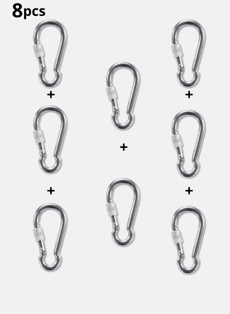 كانجرو مجموعة من 8 حلقات خطاف ربط زنبركي من الفولاذ المقاوم للصدأ (الستانلس ستيل) مع قفل تأمين للسلامة - Image 1