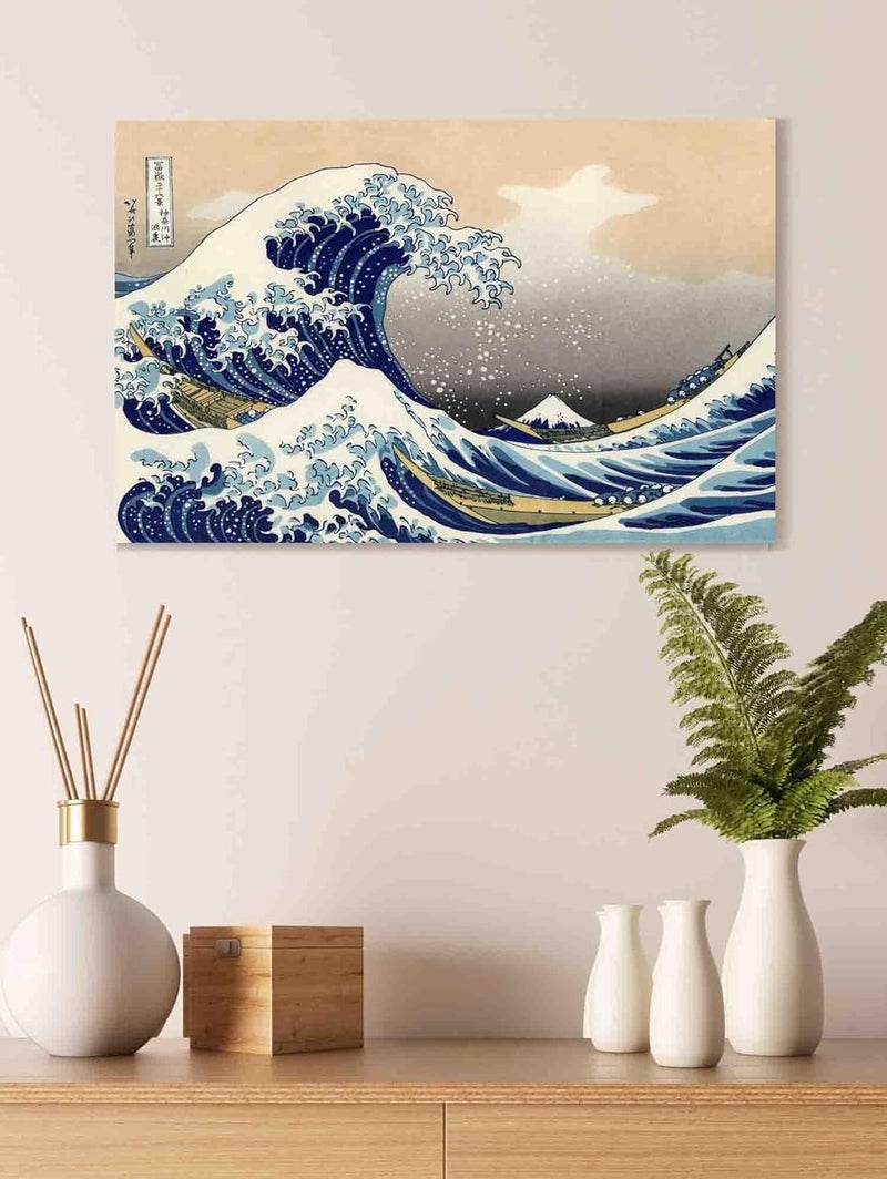 ARS Framed Canvas The Great Wave Wall Art for Decoration easy to hang, 45x70cm, 1Pcs, Wall Art Print Wall Decor for Office Living Room Bedroom Gifting - Image 2