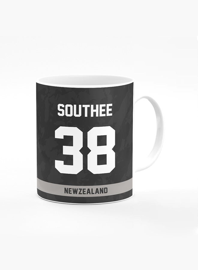 Stylizedd Designer Printed Coffee Mug with Heavy Duty Handle 11oz Ceramic Personalised Gift Mugs Cup [Microwave Safe & Dishwasher Proof ] - Cricket Player - Tim Southee, Jersey Number - 38 - Image 1
