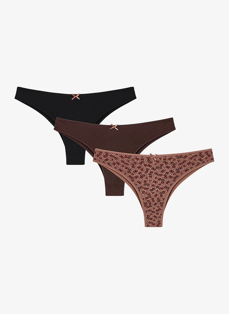 Penti Women Cotton Brazilian Multicolour 3-Pack Briefs
