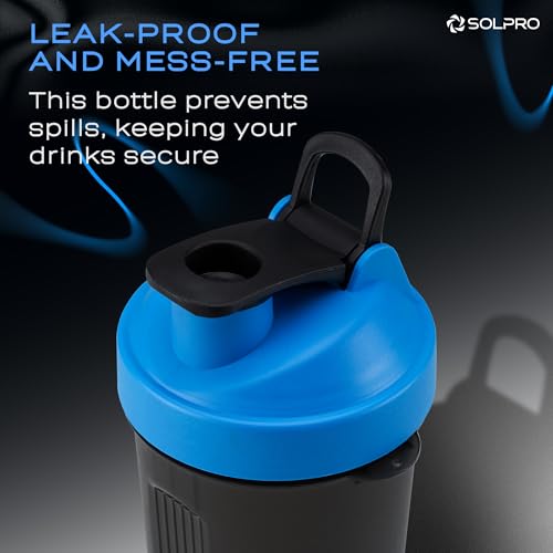 SOLPRO Polypropylene Blaze Shaker Bottle | 800mL | Leak-Proof and Mess-Free | Non-Slip Grip | Ideal for Protein Shakes, Smoothies, Pre Workout and More | BPA Free (Blue) - Image 5