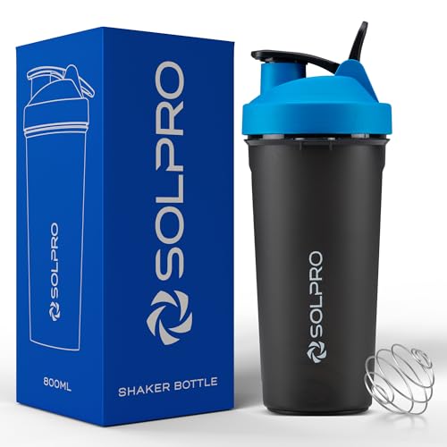 SOLPRO Polypropylene Blaze Shaker Bottle | 800mL | Leak-Proof and Mess-Free | Non-Slip Grip | Ideal for Protein Shakes, Smoothies, Pre Workout and More | BPA Free (Blue) - Image 1