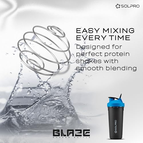 SOLPRO Polypropylene Blaze Shaker Bottle | 800mL | Leak-Proof and Mess-Free | Non-Slip Grip | Ideal for Protein Shakes, Smoothies, Pre Workout and More | BPA Free (Blue) - Image 4