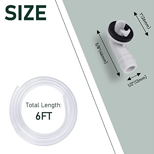 Flehomo Air Conditioner Drain Kit, 6 Feet PVC Clear Vinyl Tubing & Clamps & 3/5 Inch AC Drain Hose Connector Elbow Fitting with Rubber Ring for Mini Split Units and Window AC Unit - Image 2