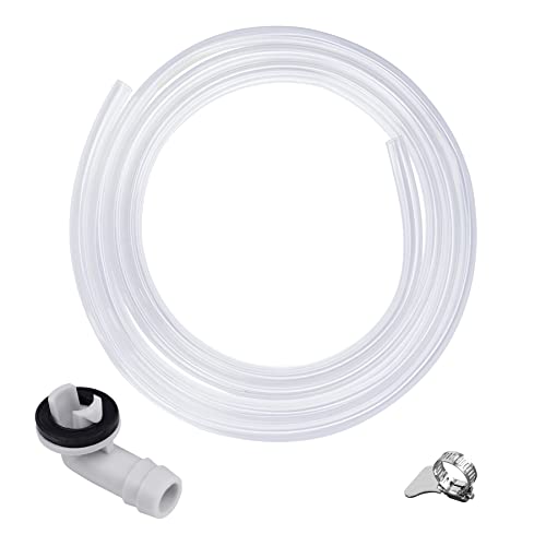 Flehomo Air Conditioner Drain Kit, 6 Feet PVC Clear Vinyl Tubing & Clamps & 3/5 Inch AC Drain Hose Connector Elbow Fitting with Rubber Ring for Mini Split Units and Window AC Unit - Image 1