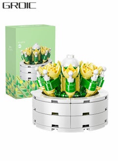 GROIC Succulent Bonsai Flower Building Blocks Toys Kit, Build Small Garden Flower Building STEM Toy, Bouquet Blocks Gift Cute Ornaments Collection Set  - Image 1