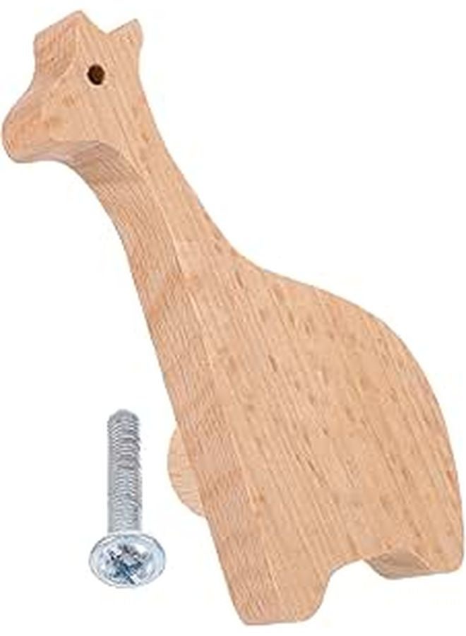 Giraffe Cartoon Drawer Knob Beech Wood Cabinet Pull for Furniture Nursery Cupboard - Image 1