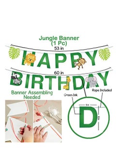 Brain Giggles Brain Giggles Jungle Theme Banner for Birthday Jungle Safari Theme for Kids Party Decorations  - Image 2