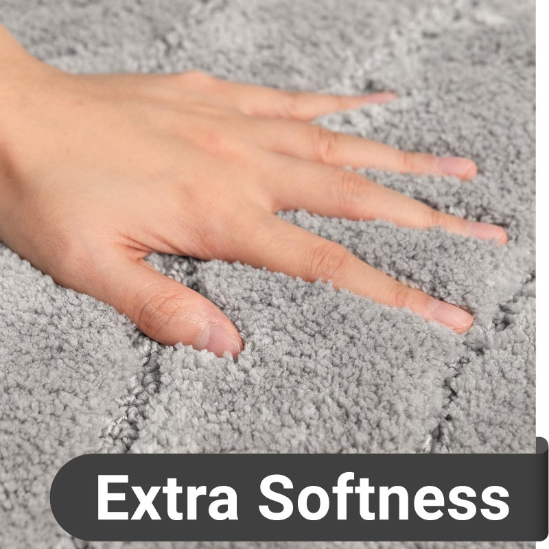 DEXDE Bathroom Rugs Runner 24 x 72 Inch, Extra Long Bathroom Rug Non-Slip Machine Washable Bath Mats Grey Silver Soft Carpets for Floor, Tub and Shower, Home Decor Accessories - Image 4