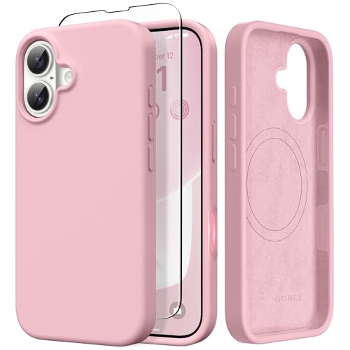 GONEZ Magnetic for iPhone 17 Case Compatible with MagSafe AntiScratch Microfiber Lining Screen Protector Silicone Camera Control Shockproof Slim Phone Cover 63 inch Peach Pink - Image 1