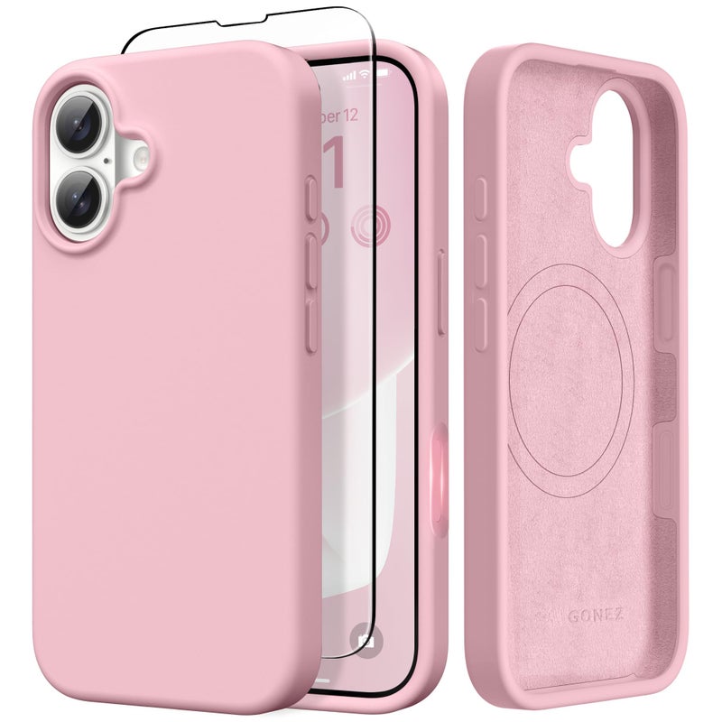 GONEZ Magnetic for iPhone 17 Case Compatible with MagSafe AntiScratch Microfiber Lining Screen Protector Silicone Camera Control Shockproof Slim Phone Cover 63 inch Peach Pink - Image 3