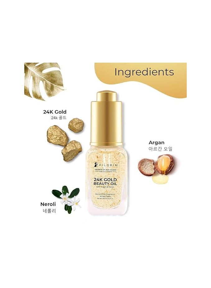 Pilgrim 24K Gold Beauty Oil for glowing skin, deep nourishing, anti aging, make up primer | 24K Gold Oil for smooth & dewy finish | Beauty Elixir | For All Skin Types | For Men & Women | 20 ml - Image 4