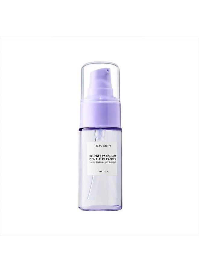 GLOW RECIPE Mini Blueberry Bounce Gentle Foaming Cleanser - Gentle Exfoliating Facial Wash with Hyaluronic Acid + AHA - Helps Visibly Calm Blemish-Prone Skin, Travel Size Facial Cleanser (30ml / 1 oz)  - Image 1