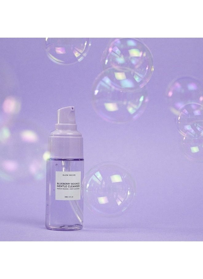 GLOW RECIPE Mini Blueberry Bounce Gentle Foaming Cleanser - Gentle Exfoliating Facial Wash with Hyaluronic Acid + AHA - Helps Visibly Calm Blemish-Prone Skin, Travel Size Facial Cleanser (30ml / 1 oz)  - Image 2