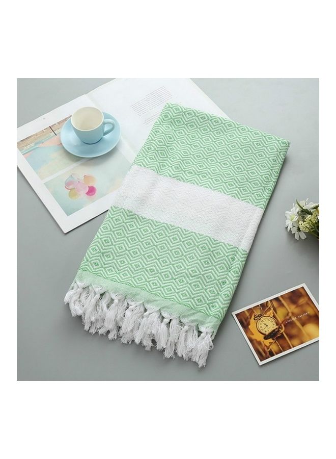 أو إي إم منشفة استحمام كبيرة من القطن الصافي أخضر/أبيض 20X10X5سم
