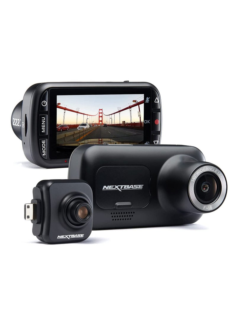 NEXT BASE - New Nextbase 222x Front and Rear Dash Cam Car Recording Camera Full 1080p/30fps HD Recording DVR Cam - 140¡ã Wide Viewing Angle ¨C SOS Emergency ¨C Polarising Filter Compatible - Black - Image 1