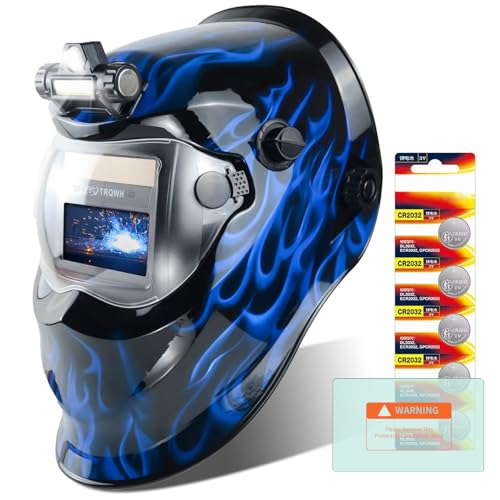 TRQWH Auto Darkening Welding Helmet with Light Solar Powered True Color Welding Hood 2 Arc Sensor Wide Shade 9-13 Welding Mask with Extra Grinding Mode Weld Helmet (Blue) - Image 1