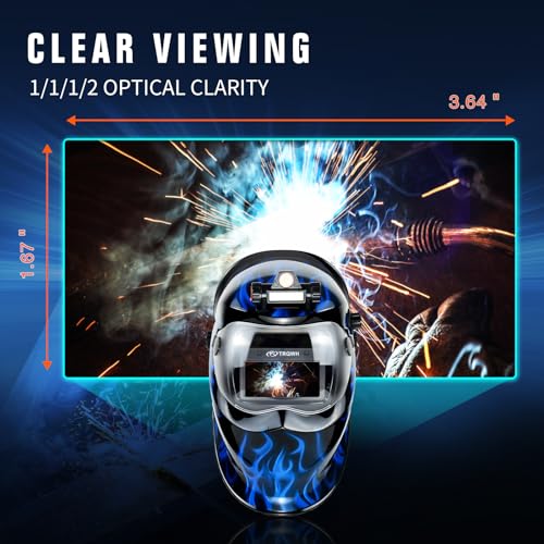 TRQWH Auto Darkening Welding Helmet with Light Solar Powered True Color Welding Hood 2 Arc Sensor Wide Shade 9-13 Welding Mask with Extra Grinding Mode Weld Helmet (Blue) - Image 2