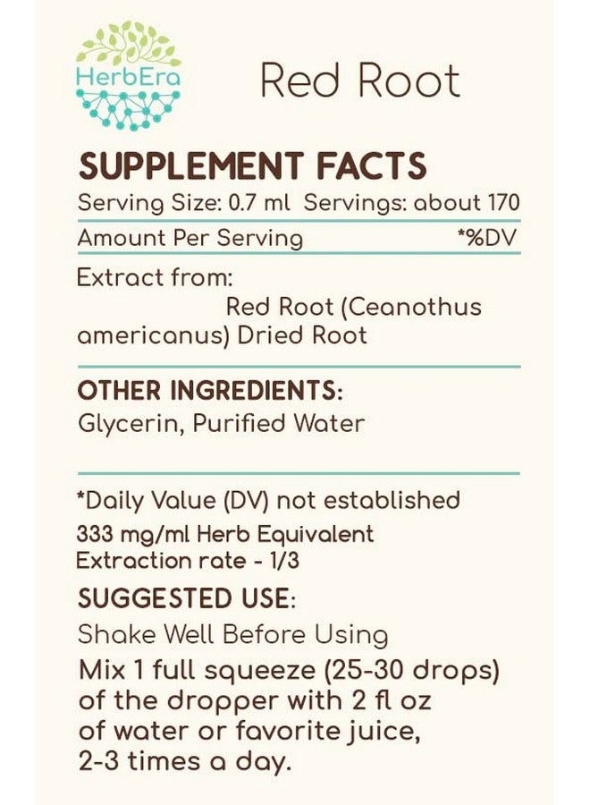 HerbEra Red Root B120 Alcoholfree Herbal Extract Tincture Superconcentrated (New Jersey Tea Ceanothus Americanus) 4 Fl Oz - Image 3