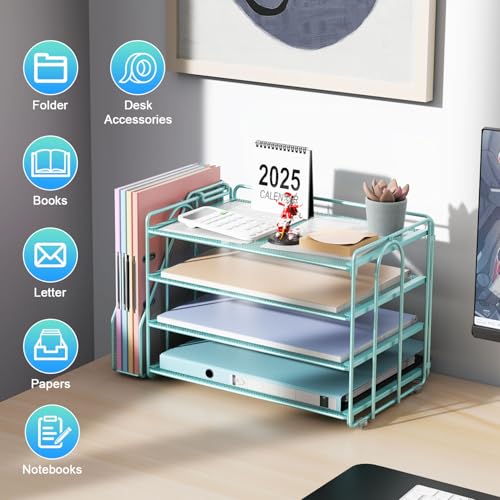 gianotter 4Tier Paper Organizer With Magazine Holder Desk Organizers and Accessories Desk Accessories Workspace Organizers File Organizer for Office Supplies Storag Blue 4Tier - Image 3