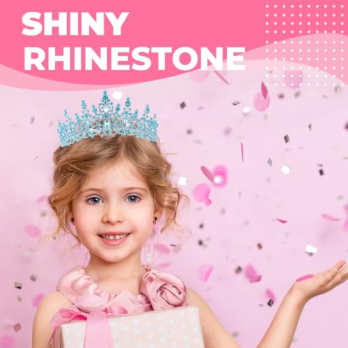 Papoopy Birthday Tiara Crown with Sash for Women, Headband Hair Accessories for Wedding Party Costume (A-Blue) - Image 4