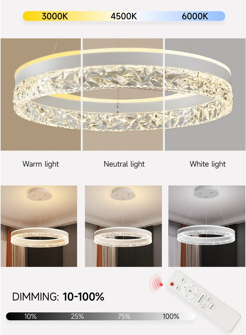 Modern LED Chandelier with Remote Dimming | Adjustable Acrylic Ring Design | 50W Chandelier for Kitchen, Dining Room and Living Room | Ideal Choice for Arabic Interiors - Image 4