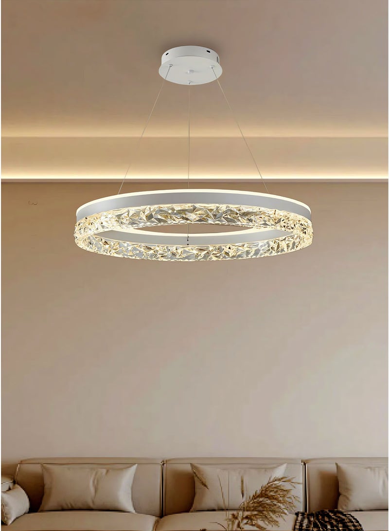 Modern LED Chandelier with Remote Dimming | Adjustable Acrylic Ring Design | 50W Chandelier for Kitchen, Dining Room and Living Room | Ideal Choice for Arabic Interiors - Image 3
