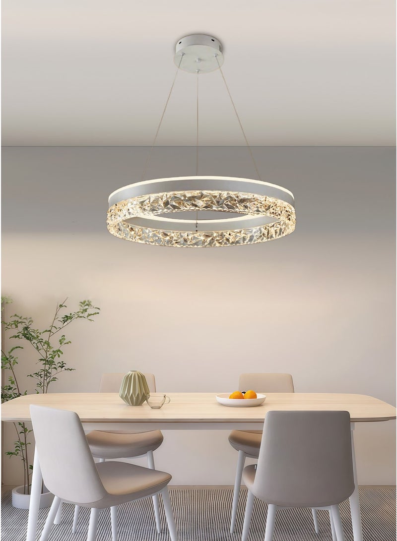 Modern LED Chandelier with Remote Dimming | Adjustable Acrylic Ring Design | 50W Chandelier for Kitchen, Dining Room and Living Room | Ideal Choice for Arabic Interiors - Image 2