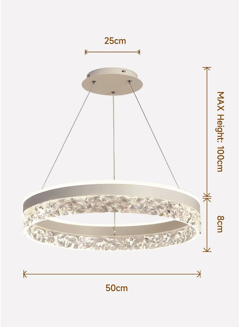 Modern LED Chandelier with Remote Dimming | Adjustable Acrylic Ring Design | 50W Chandelier for Kitchen, Dining Room and Living Room | Ideal Choice for Arabic Interiors - Image 5