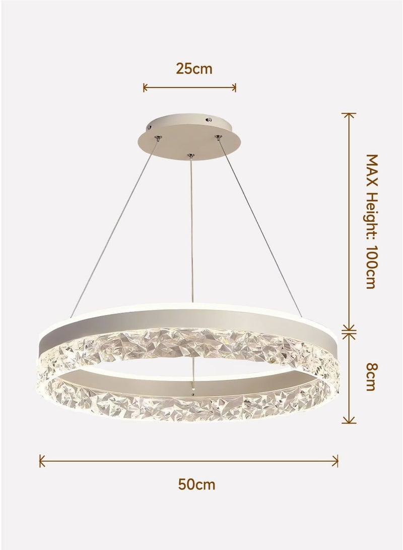 Modern LED Chandelier with Remote Dimming | Adjustable Acrylic Ring Design | 50W Chandelier for Kitchen, Dining Room and Living Room | Ideal Choice for Arabic Interiors - Image 5