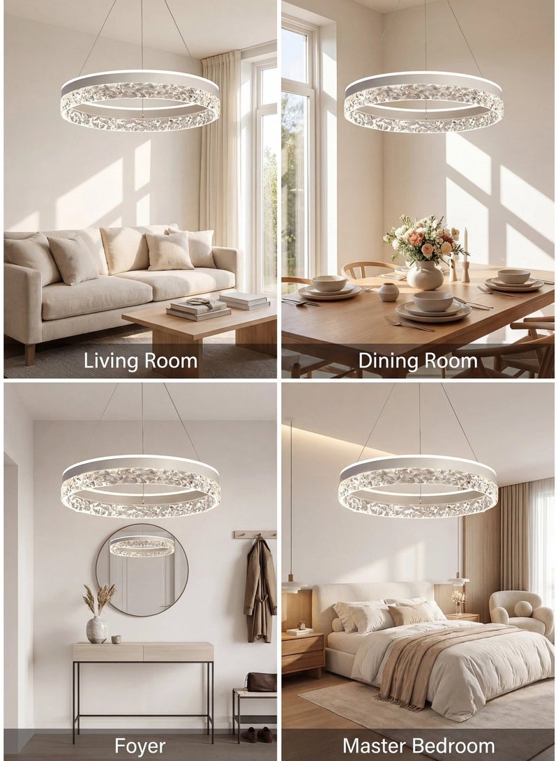 Modern LED Chandelier with Remote Dimming | Adjustable Acrylic Ring Design | 50W Chandelier for Kitchen, Dining Room and Living Room | Ideal Choice for Arabic Interiors - Image 2