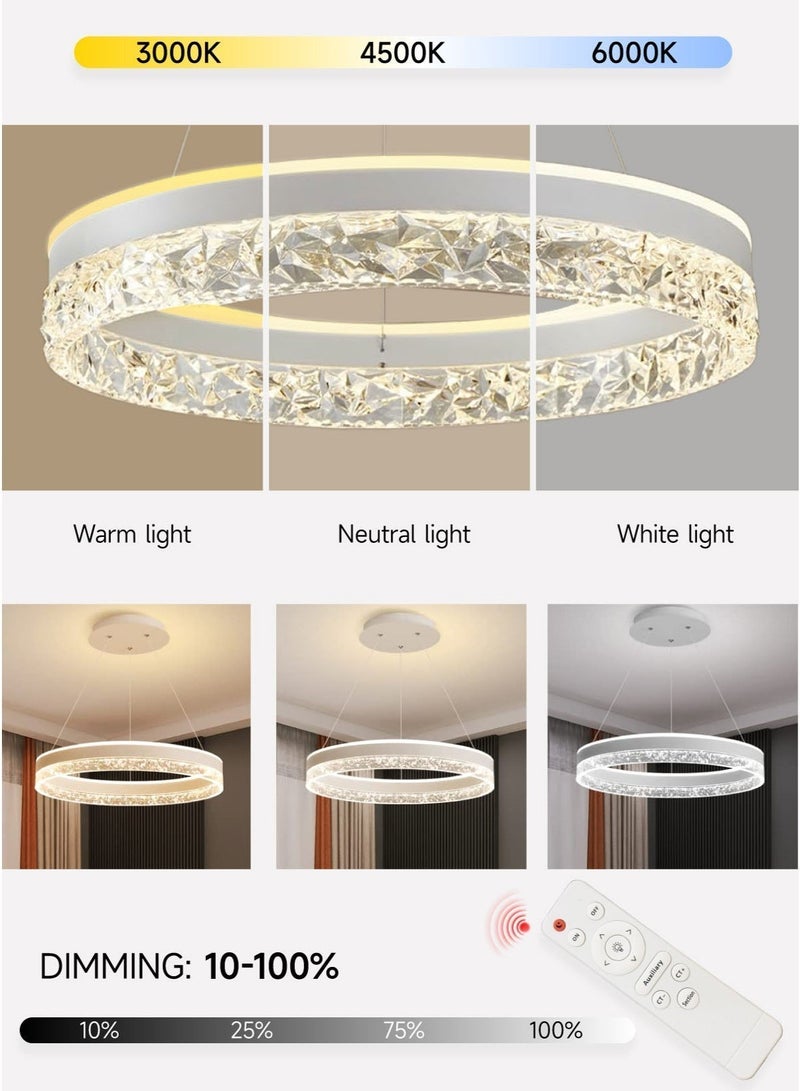 Modern LED Chandelier with Remote Dimming | Adjustable Acrylic Ring Design | 50W Chandelier for Kitchen, Dining Room and Living Room | Ideal Choice for Arabic Interiors - Image 3