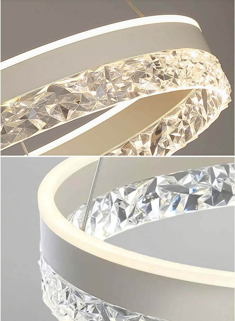 Modern LED Chandelier with Remote Dimming | Adjustable Acrylic Ring Design | 50W Chandelier for Kitchen, Dining Room and Living Room | Ideal Choice for Arabic Interiors - Image 5