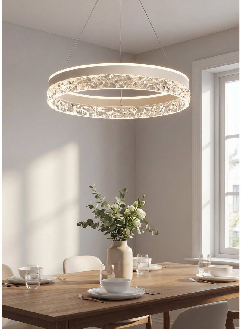 الحياة المريحة ثريا LED حديثة | تعتيم بالتحكم عن بُعد | مصباح سقف معلق بتصميم حلقة أكريليك قابلة للتعديل | ثريا سقفية بقدرة 50 واط لغرفة الطعام وغرفة المعيشة والمطبخ | مثالية للديكورات ذات الطابع العربي - Image 5