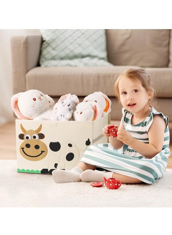 Large Toy Chest, Canvas Soft Fabric Children Toy Storage Bin Basket, With Flip Top Lid, Sturdy and Lightweight, Foldable and Detachable, For Kids Toddler and Baby Nursery - Image 4