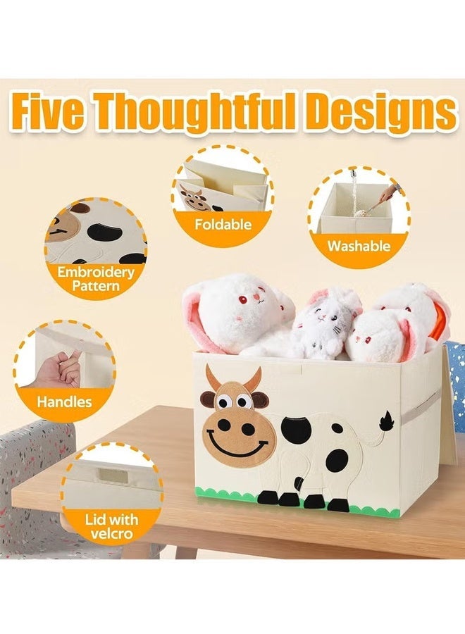 Large Toy Chest, Canvas Soft Fabric Children Toy Storage Bin Basket, With Flip Top Lid, Sturdy and Lightweight, Foldable and Detachable, For Kids Toddler and Baby Nursery - Image 5