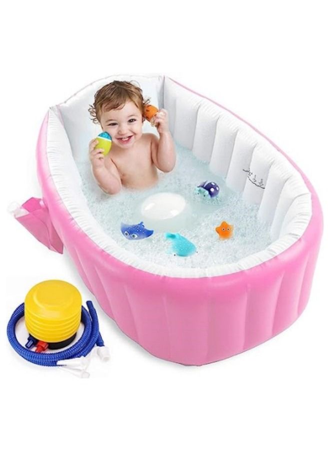 GGEROU Baby Inflatable Bathtub,Portable Infant Toddler Bathing Tub Non Slip Travel Bathtub Mini Air Swimming Pool Kids Thick Foldable Shower Basin - Image 1