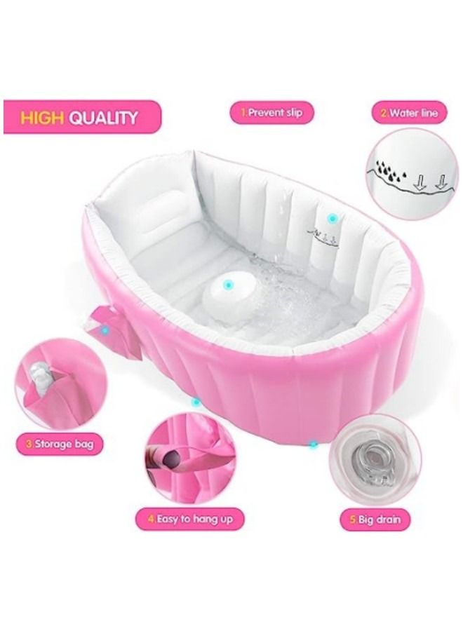 GGEROU Baby Inflatable Bathtub,Portable Infant Toddler Bathing Tub Non Slip Travel Bathtub Mini Air Swimming Pool Kids Thick Foldable Shower Basin - Image 4