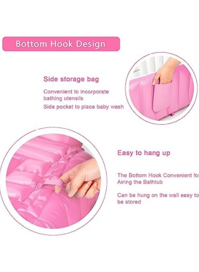 GGEROU Baby Inflatable Bathtub,Portable Infant Toddler Bathing Tub Non Slip Travel Bathtub Mini Air Swimming Pool Kids Thick Foldable Shower Basin - Image 5