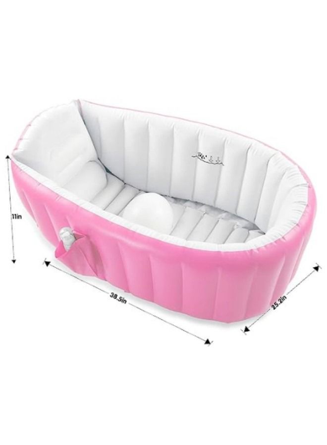 GGEROU Baby Inflatable Bathtub,Portable Infant Toddler Bathing Tub Non Slip Travel Bathtub Mini Air Swimming Pool Kids Thick Foldable Shower Basin - Image 2