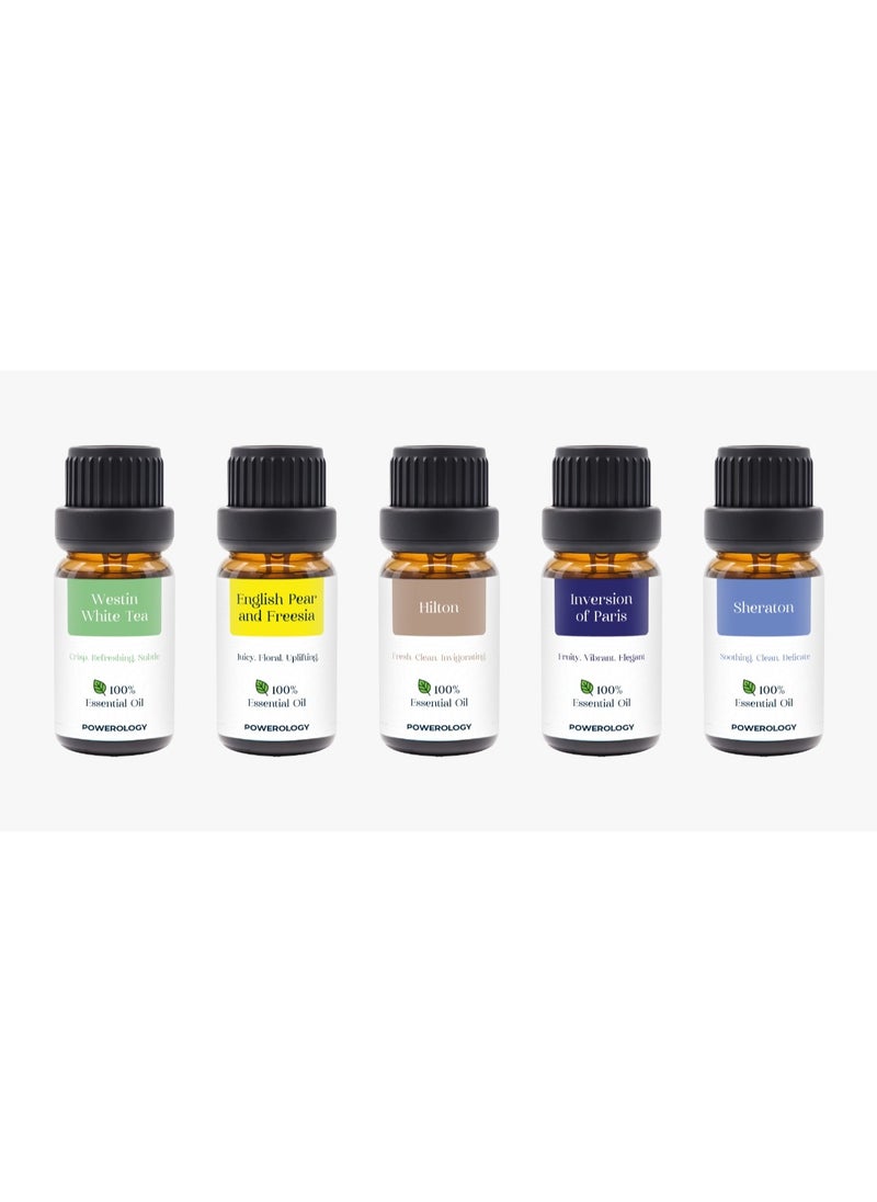 Powerology Luxury Premium Fragrance Oils with No Additives & Chemical-Free / Ambient Relaxation / Inversion of Paris / English Pear & Freesia / Sheraton / Westin White Tea / Hilton - Multi Color  - Image 1