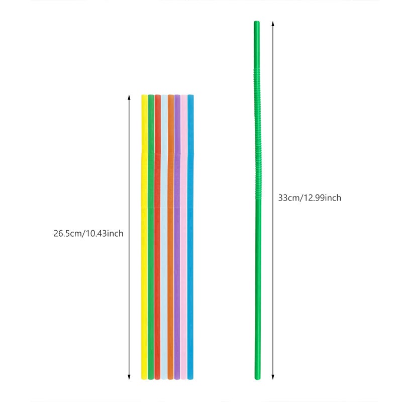 KTOJOY 300 Pcs Flexible Colorful Disposable Plastic Bendable Drinking Bendable Straws  10.4"" Long and 0.23'' Diameter - Image 3