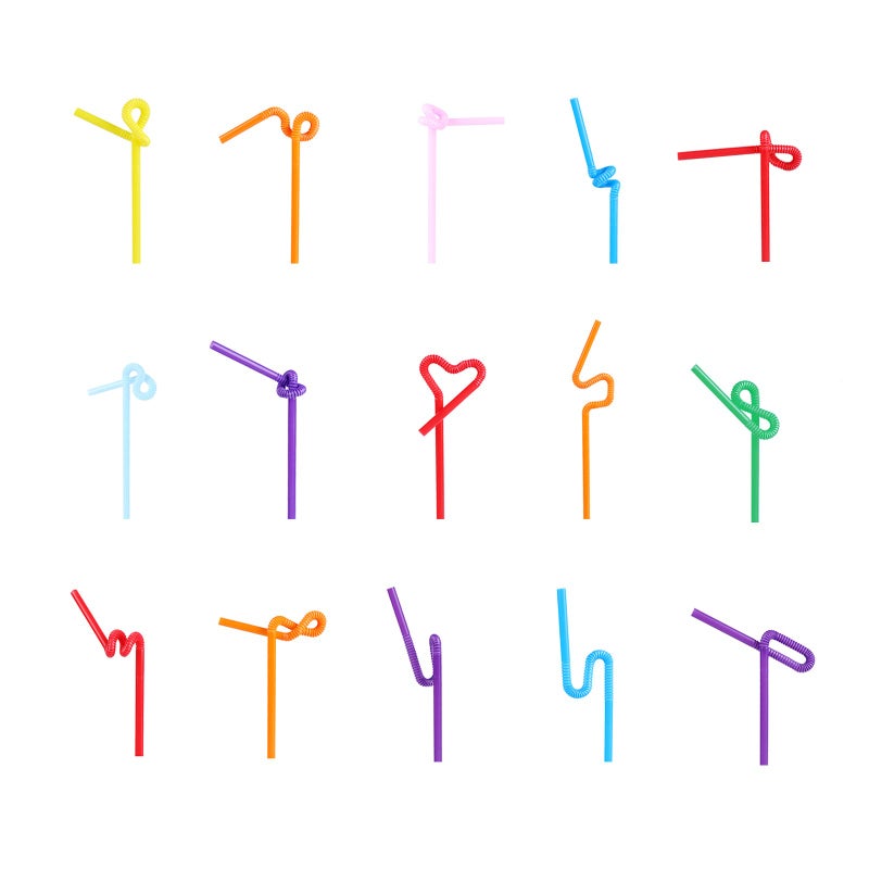 KTOJOY 300 Pcs Flexible Colorful Disposable Plastic Bendable Drinking Bendable Straws  10.4"" Long and 0.23'' Diameter - Image 4