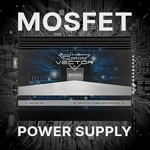 Lanzar 4-Channel High Power MOSFET Amplifier - Slim 2000 Watt Bridgeable Mono Stereo 4 Channel Car Audio Amplifier w/ Crossover Frequency & Bass Boost Control, RCA input, Line Output - VCT4110 - Image 4