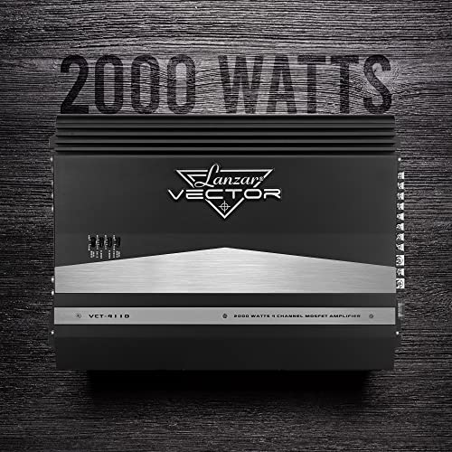 Lanzar 4-Channel High Power MOSFET Amplifier - Slim 2000 Watt Bridgeable Mono Stereo 4 Channel Car Audio Amplifier w/ Crossover Frequency & Bass Boost Control, RCA input, Line Output - VCT4110 - Image 2