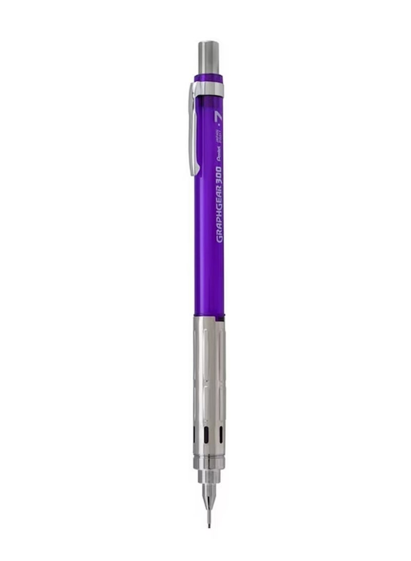 Pentel قلم رصاص ميكانيكي Graph Gear 300 برأس 0.7 مم، قطعة واحدة، لون بنفسجي - Image 1