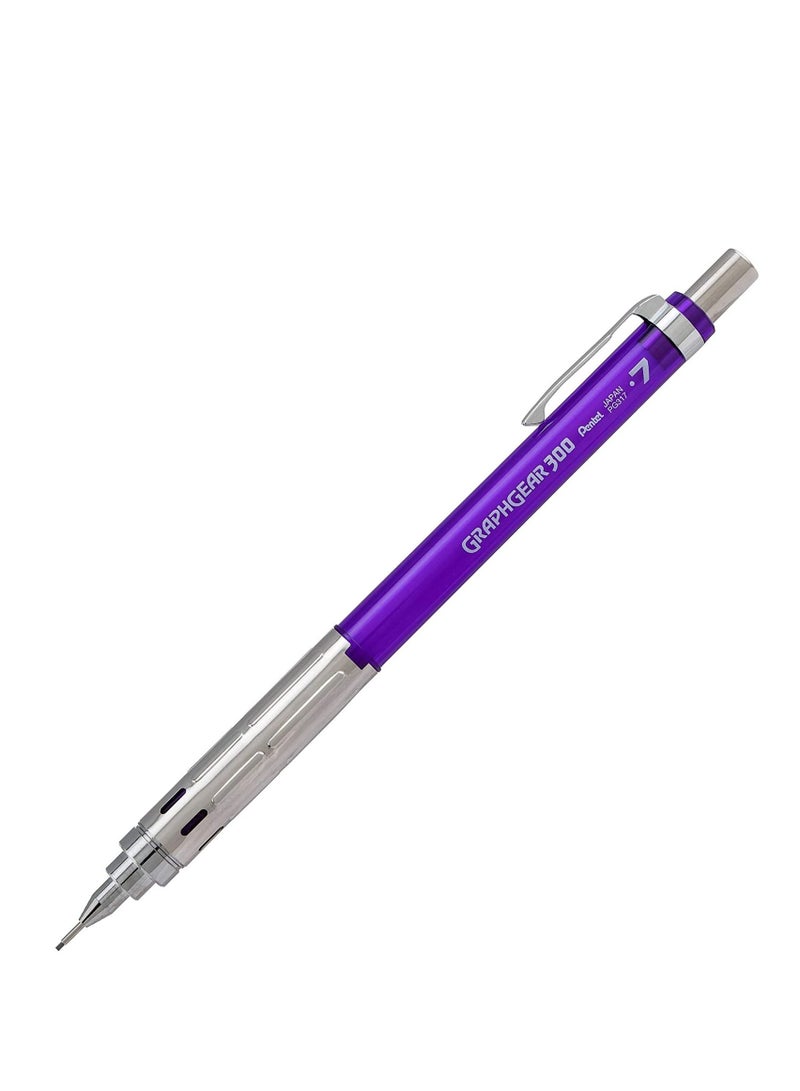 Pentel قلم رصاص ميكانيكي Graph Gear 300 برأس 0.7 مم، قطعة واحدة، لون بنفسجي - Image 2