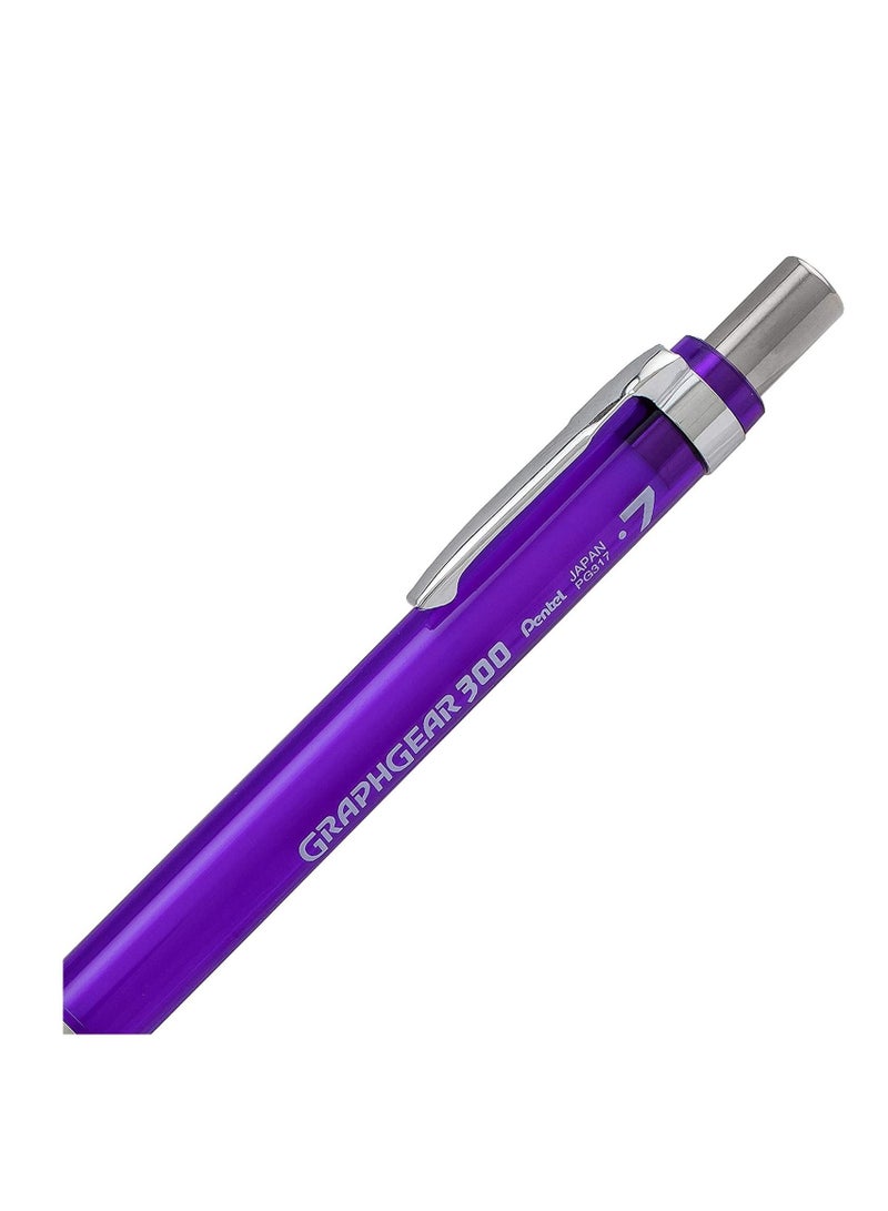 Pentel قلم رصاص ميكانيكي Graph Gear 300 برأس 0.7 مم، قطعة واحدة، لون بنفسجي - Image 3